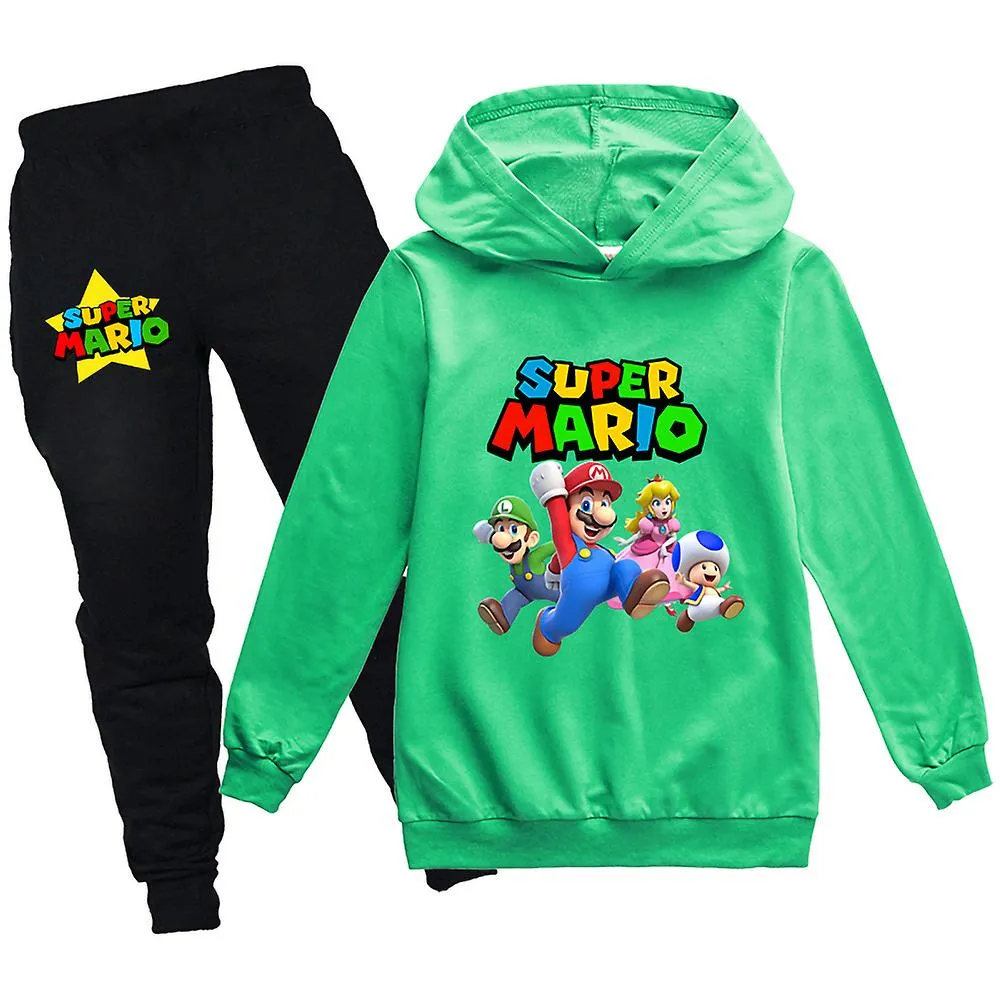 2pcs Kids Super Mario Hoodies Jumper Tops Pantalones Manga larga Top Sudadera Regalo de Navidad