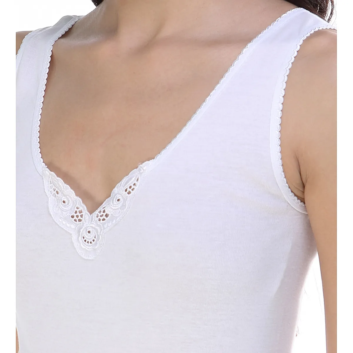 5832 CAMISETA TIRANTES ANCHOS ADORNO 100% ALGODÓN ANTIALÉRGICA