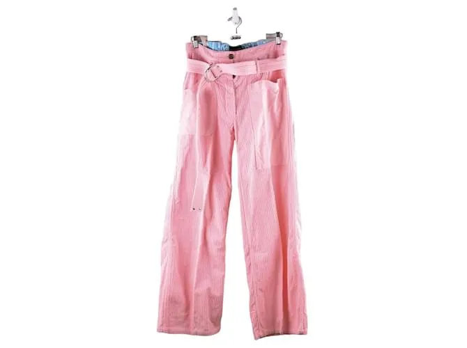 Autre Marque Pantalones anchos de algodón Rosa 