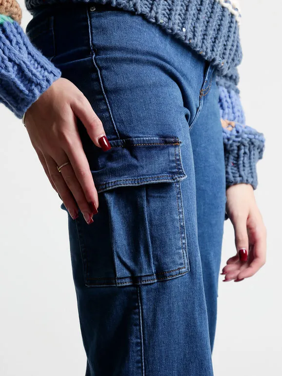 Blue Skk Vaqueros de mujer con bolsillos laterales anchos
