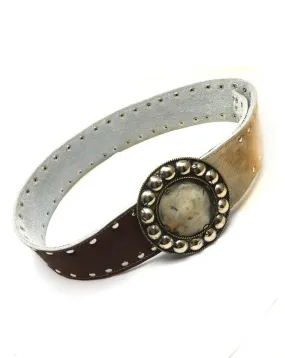 CINTURONES ANCHOS PARA MUJER DE PIEL DE POTRO MARRON Y BEIGE