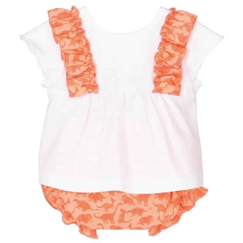 Conjunto bebe naranja dinos