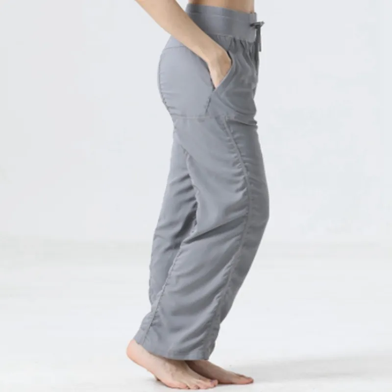 Gimnasio para mujeres Pantalones de longitud completa Pantalones anchos Pantalones Ejercicio Carriendo pantalones Capris estirad
