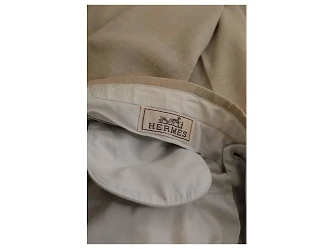 Hermès Pantalones anchos de lana Beige 