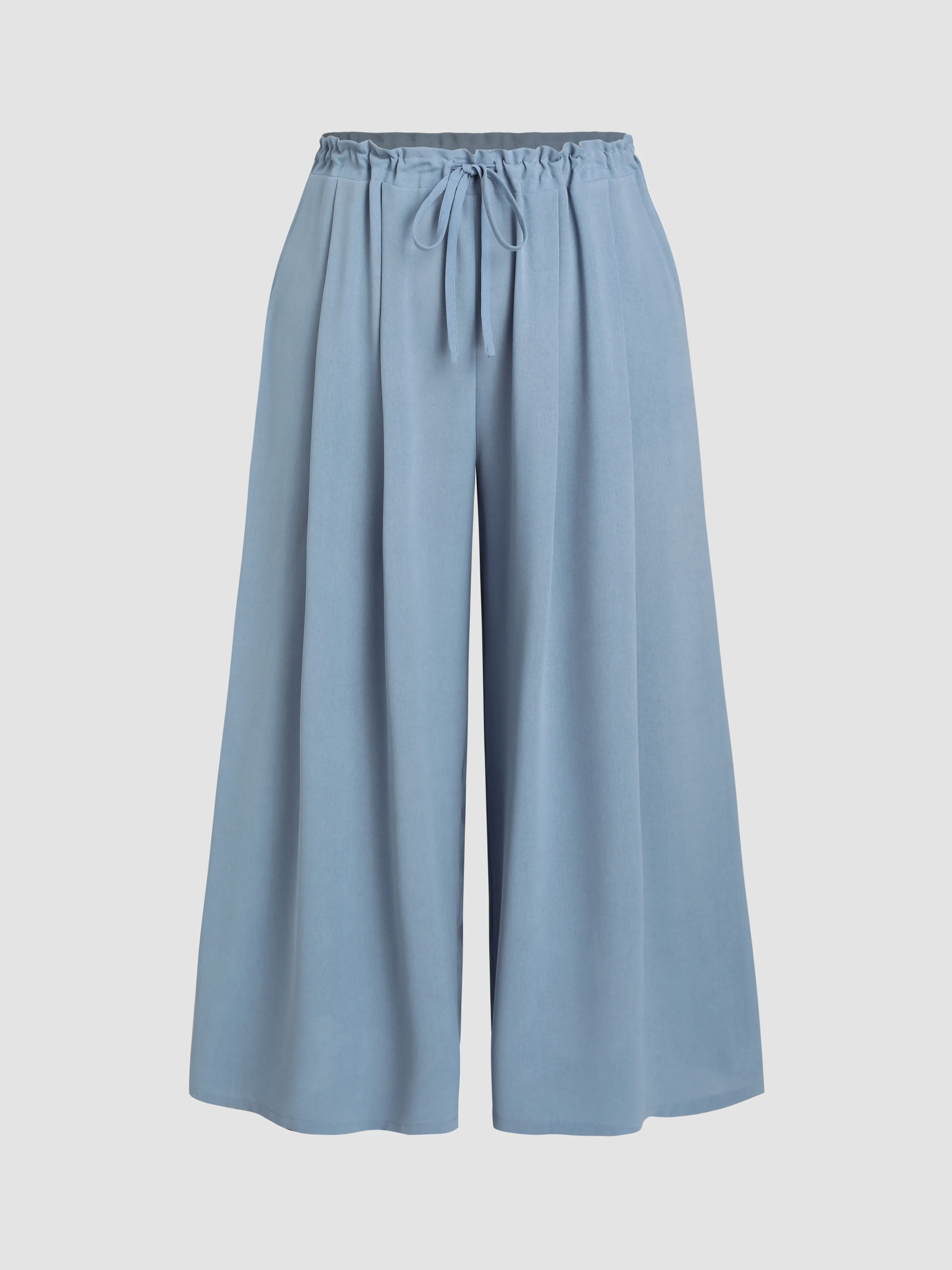  Pantalones Anchos de Cintura Media con Cordón Curvy