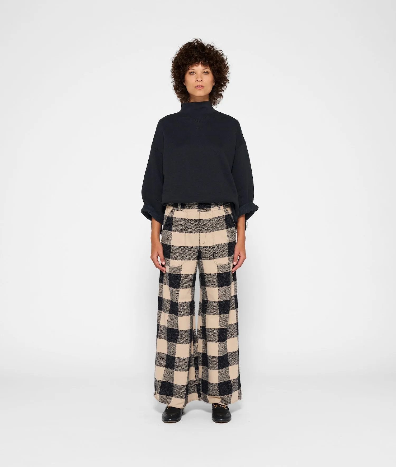 PANTALONES ANCHOS DE CUADROS DE 10DAYS - GRIS