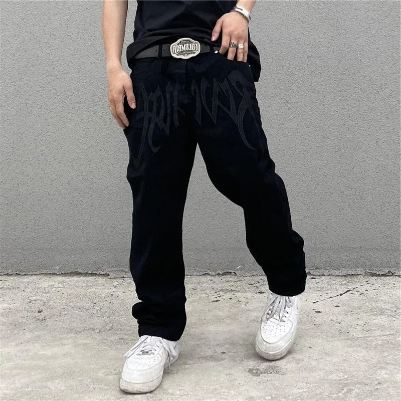 Pantalones vaqueros anchos hombre bordados