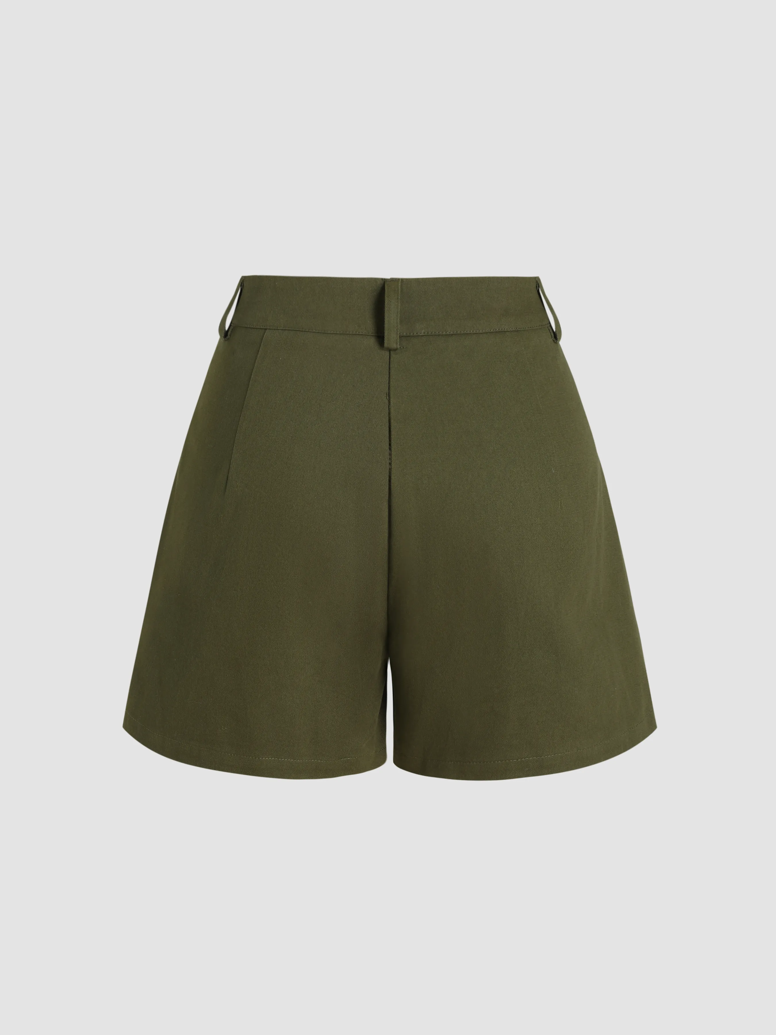  Shorts Anchos de Pierna con Bolsillo Plisado y Botón de Cintura Alta